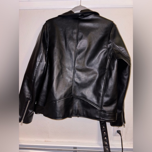Black Leather Biker Jacket - Picture 2 of 2